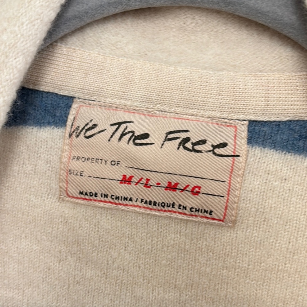 We the Free Blue and Cream Striped Women's Sweater - Picture 4 of 10